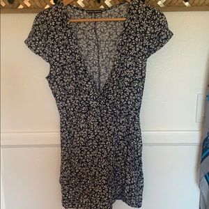 Brandy Melville Navy Hannah Wrap Floral Romper